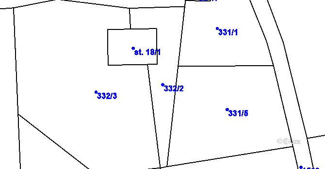 Parcela st. 332/2 v KÚ Paseky nad Jizerou, Katastrální mapa