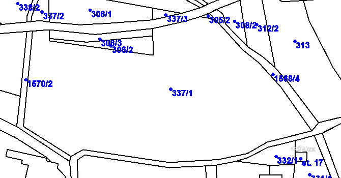 Parcela st. 337/1 v KÚ Paseky nad Jizerou, Katastrální mapa