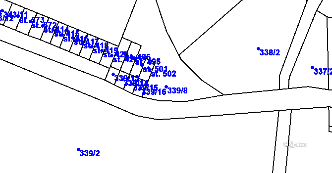 Parcela st. 339/8 v KÚ Paseky nad Jizerou, Katastrální mapa