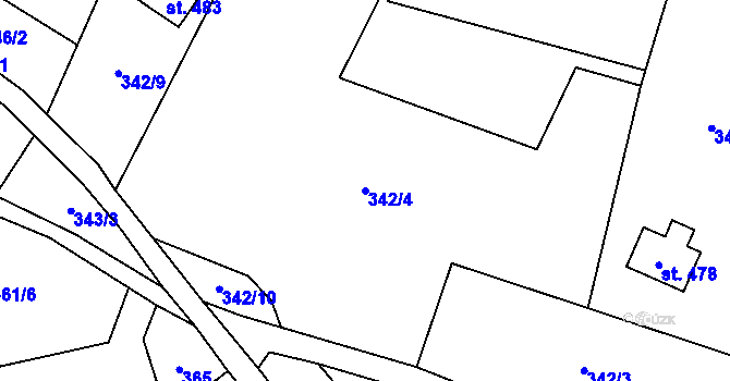 Parcela st. 342/4 v KÚ Paseky nad Jizerou, Katastrální mapa