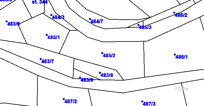 Parcela st. 485/2 v KÚ Paseky nad Jizerou, Katastrální mapa