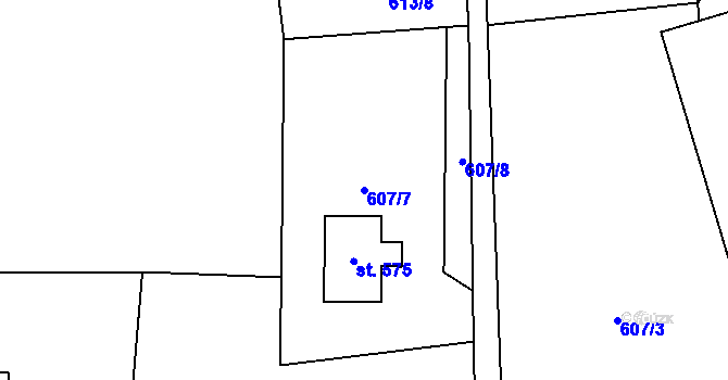 Parcela st. 607/7 v KÚ Paseky nad Jizerou, Katastrální mapa