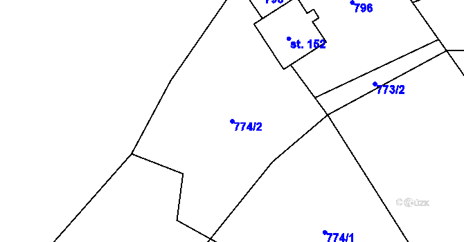 Parcela st. 774/2 v KÚ Paseky nad Jizerou, Katastrální mapa