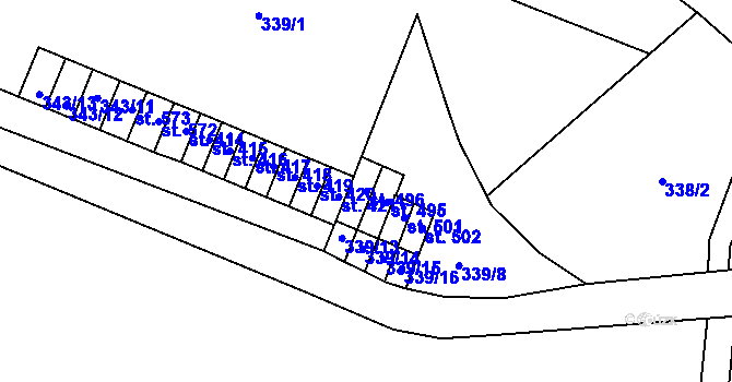Parcela st. 496 v KÚ Paseky nad Jizerou, Katastrální mapa