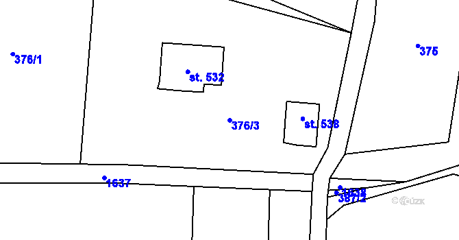 Parcela st. 376/3 v KÚ Paseky nad Jizerou, Katastrální mapa