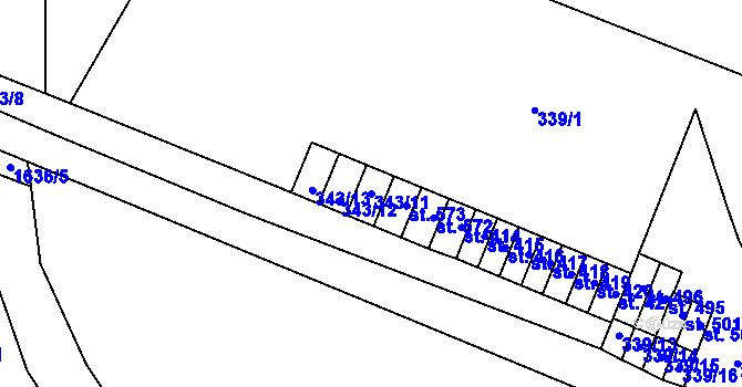Parcela st. 343/11 v KÚ Paseky nad Jizerou, Katastrální mapa