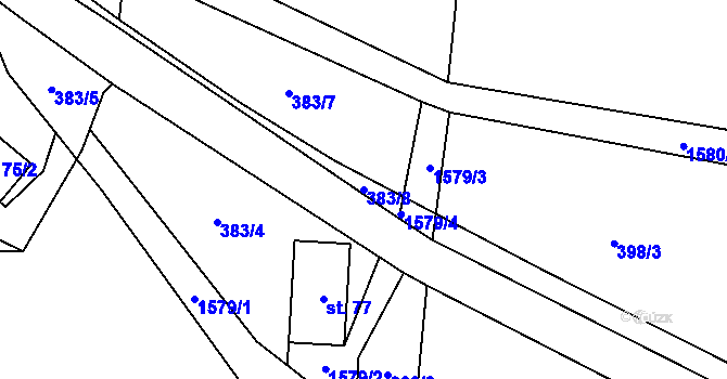 Parcela st. 383/8 v KÚ Paseky nad Jizerou, Katastrální mapa