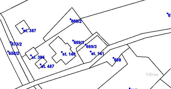 Parcela st. 669/3 v KÚ Paseky nad Jizerou, Katastrální mapa