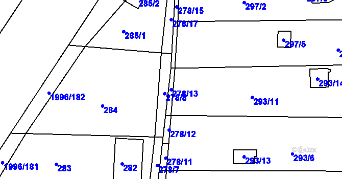 Parcela st. 278/13 v KÚ Paskov, Katastrální mapa