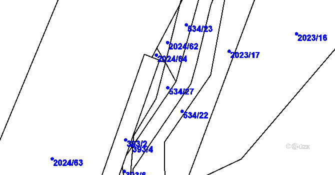 Parcela st. 534/27 v KÚ Paskov, Katastrální mapa