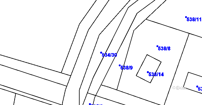 Parcela st. 534/30 v KÚ Paskov, Katastrální mapa