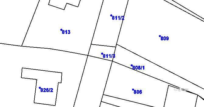 Parcela st. 811/3 v KÚ Paskov, Katastrální mapa