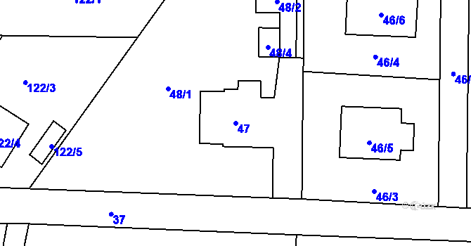 Parcela st. 47 v KÚ Paskov, Katastrální mapa