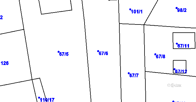 Parcela st. 67/6 v KÚ Paskov, Katastrální mapa
