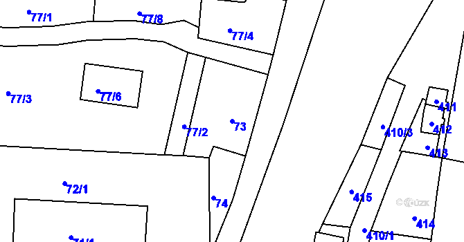 Parcela st. 73 v KÚ Paskov, Katastrální mapa