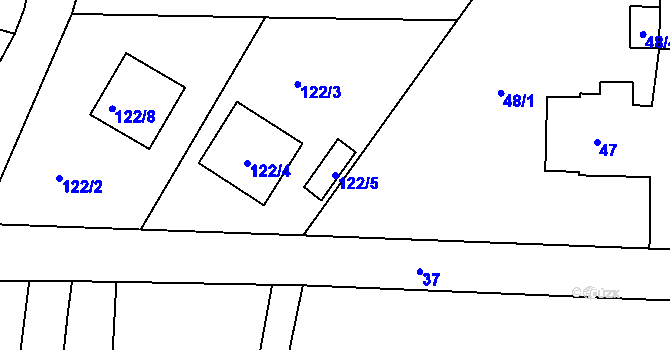 Parcela st. 122/5 v KÚ Paskov, Katastrální mapa