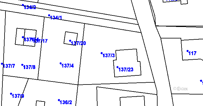 Parcela st. 137/3 v KÚ Paskov, Katastrální mapa