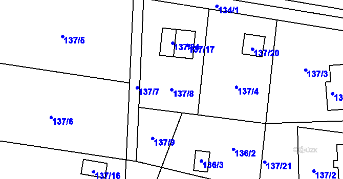 Parcela st. 137/8 v KÚ Paskov, Katastrální mapa