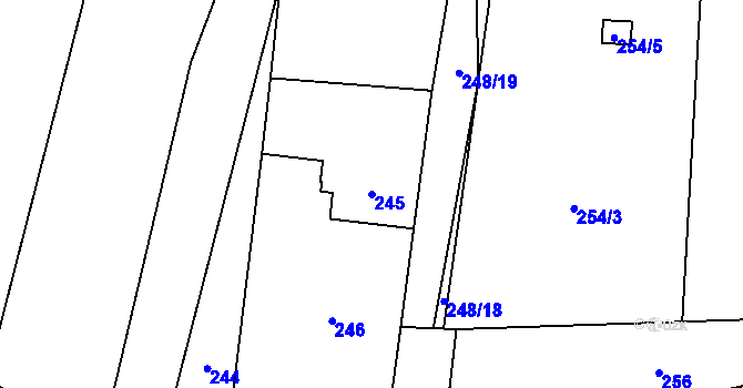 Parcela st. 245 v KÚ Paskov, Katastrální mapa
