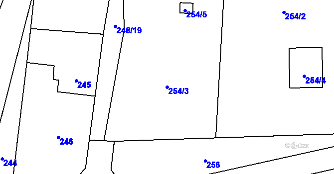 Parcela st. 254/3 v KÚ Paskov, Katastrální mapa