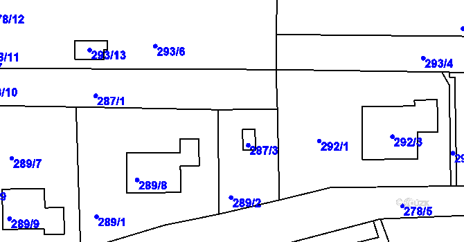 Parcela st. 287/2 v KÚ Paskov, Katastrální mapa