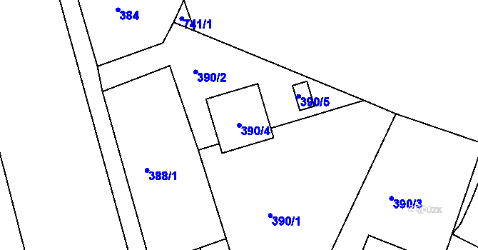 Parcela st. 390/4 v KÚ Paskov, Katastrální mapa