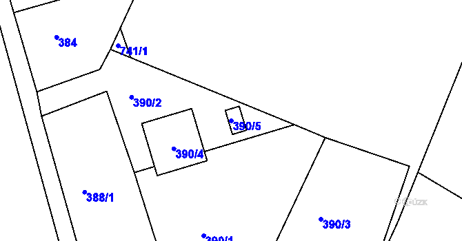 Parcela st. 390/5 v KÚ Paskov, Katastrální mapa