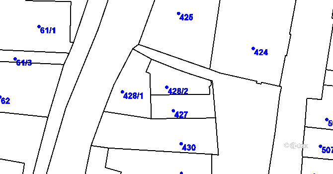 Parcela st. 428/2 v KÚ Paskov, Katastrální mapa