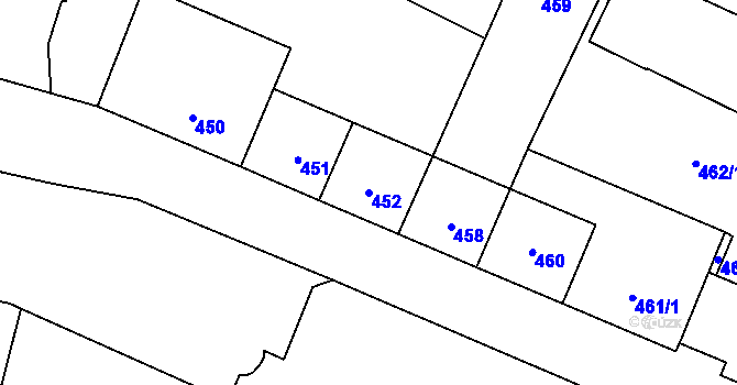 Parcela st. 452 v KÚ Paskov, Katastrální mapa