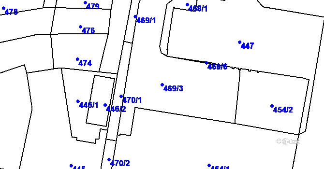 Parcela st. 469/3 v KÚ Paskov, Katastrální mapa