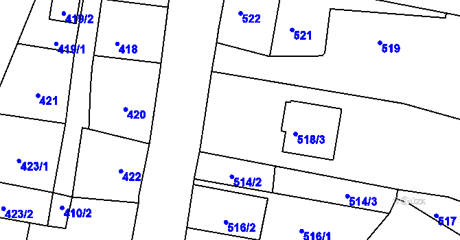 Parcela st. 518/2 v KÚ Paskov, Katastrální mapa