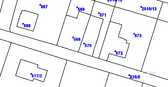 Parcela st. 570 v KÚ Paskov, Katastrální mapa