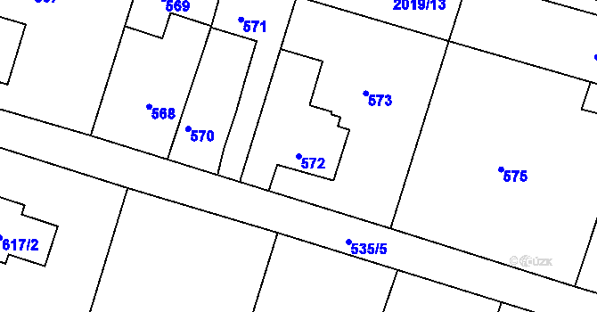 Parcela st. 572 v KÚ Paskov, Katastrální mapa