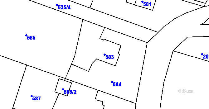 Parcela st. 583 v KÚ Paskov, Katastrální mapa