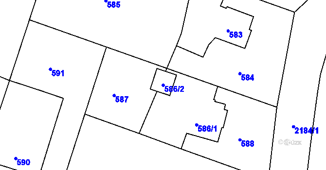 Parcela st. 586/2 v KÚ Paskov, Katastrální mapa
