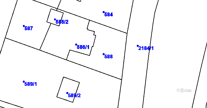 Parcela st. 588 v KÚ Paskov, Katastrální mapa