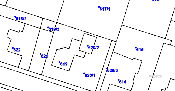 Parcela st. 620/2 v KÚ Paskov, Katastrální mapa