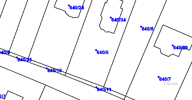 Parcela st. 640/5 v KÚ Paskov, Katastrální mapa