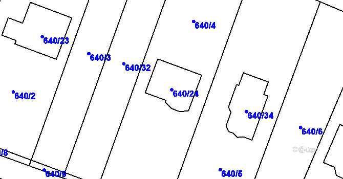 Parcela st. 640/24 v KÚ Paskov, Katastrální mapa