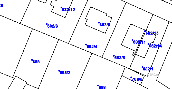 Parcela st. 682/4 v KÚ Paskov, Katastrální mapa