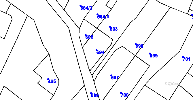 Parcela st. 694 v KÚ Paskov, Katastrální mapa