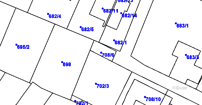 Parcela st. 708/6 v KÚ Paskov, Katastrální mapa