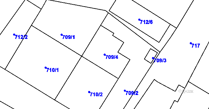 Parcela st. 709/4 v KÚ Paskov, Katastrální mapa