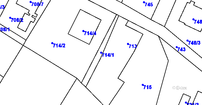 Parcela st. 714/1 v KÚ Paskov, Katastrální mapa