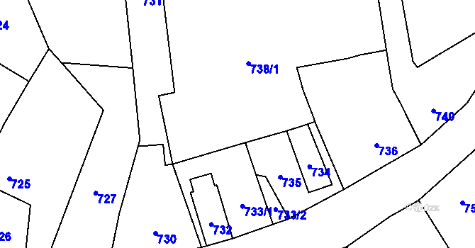 Parcela st. 737 v KÚ Paskov, Katastrální mapa