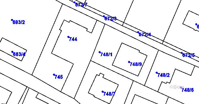 Parcela st. 748/1 v KÚ Paskov, Katastrální mapa
