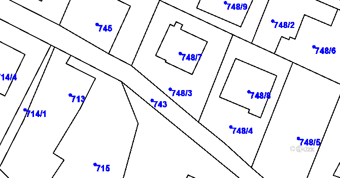 Parcela st. 748/3 v KÚ Paskov, Katastrální mapa