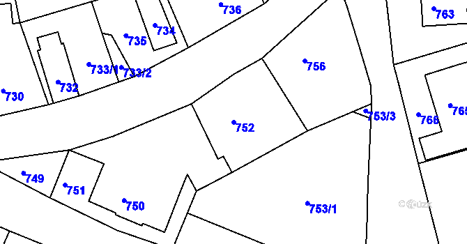 Parcela st. 752 v KÚ Paskov, Katastrální mapa