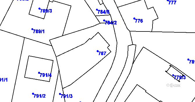 Parcela st. 787 v KÚ Paskov, Katastrální mapa