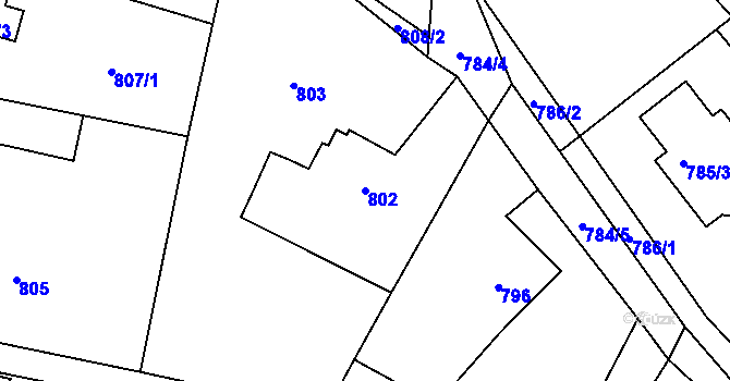 Parcela st. 802 v KÚ Paskov, Katastrální mapa